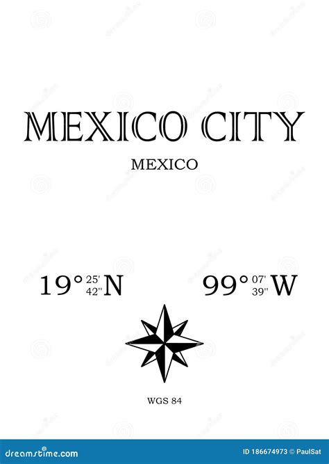 Geographic coordinates of Mexico City. .